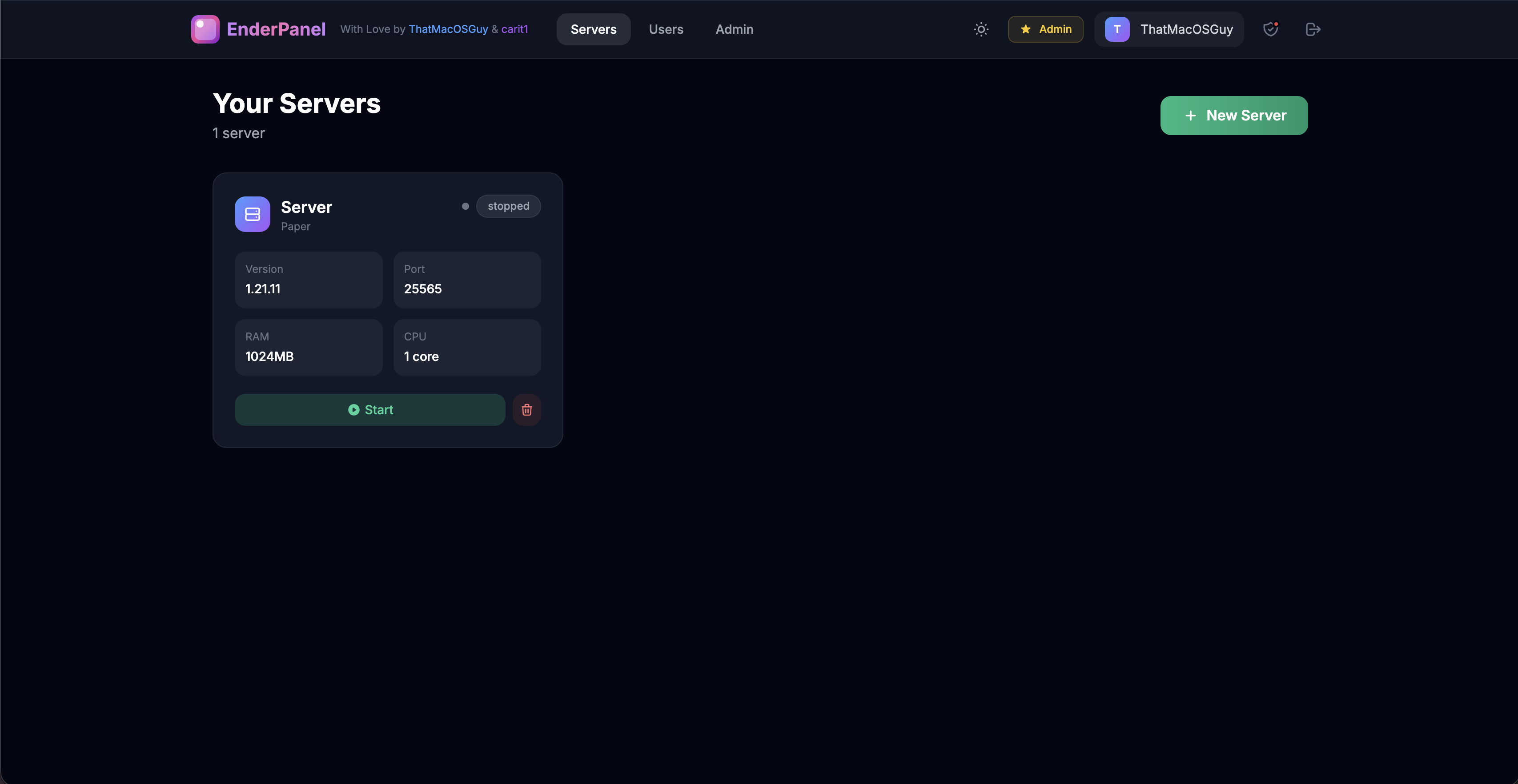 EnderPanel Interface